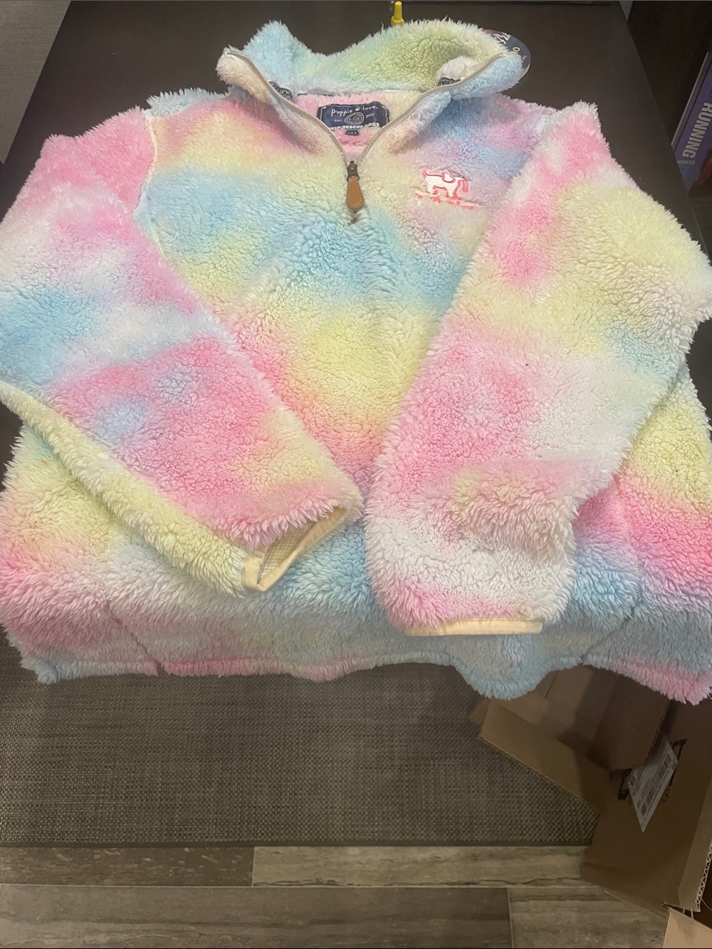 Plush Pastel Rainbow Sherpa Half-Zip Hoodie
